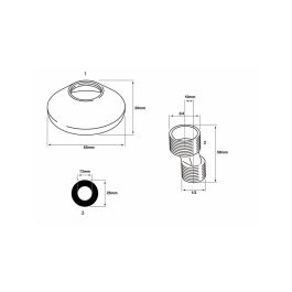 Verhal Kit de Excéntricas y Florones, 2 excéntricas 1/2"-3/4" 10x50mm, 2 florones Ø90x25mm y 2 juntas