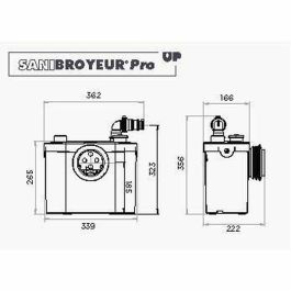 SFA SANIBROYEUR PRO UP Trituradora de inodoro silenciosa 46dB, adaptable WC y lavabo, descarga 22-32mm, 5m vertical 100m horizontal
