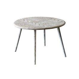 DKD Home Decor Mesita Auxiliar Estilo Indio Blanco Dorado 75 x 50 x 75 cm Precio: 132.132. SKU: B1A5SZR2SR