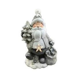 DKD Home Decor Figura Navidad Tradicional Santa Magnesia LED Rojo Verde Gris 20x43x27 cm (2 Unidades)