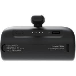 MANHATTAN 102636 Powerbank 5000 mAh USB Tipo-C, Batería Externa Portátil 10W, Negro para Smartphone