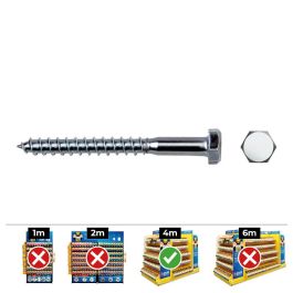 Celo Tirafondo hexagonal acero zincado Ø6x50mm Din 571 - Caja 250 unid.