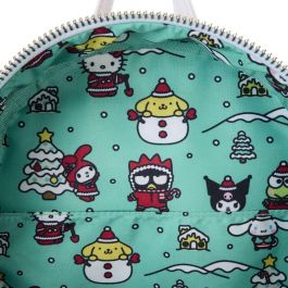 Loungefly Mochila Hello Kitty Sanrio Christmas 26cm Piel Vegana, Tirantes Acolchados, Bolsillos Laterales