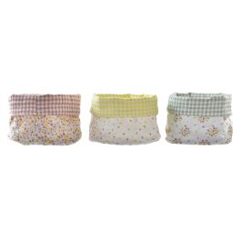 DKD Home Decor Cesta Decorativa Shabby Algodón Colección Vichy Sweet Colores Surtidos 16x11x16 cm Pack de 6 Unidades