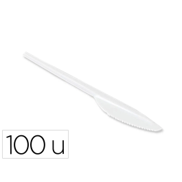 Blanca Cuchillo de plástico blanco reutilizable paquete de 100 unidades Precio: 2.50000036. SKU: B1AR5JEYP2