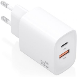 Aisens A110-0952 Cargador de pared GaN 30W con 1xUSB Tipo-C PD3.0 QC4.0 y 1xUSB-A QC3.0, para portátiles/móviles, Blanco Precio: 8.49999953. SKU: B14ZJ98HRA