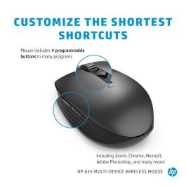 HP 635 Multi-Device Wireless Mouse con Conectividad Bluetooth, Botones Programables y Diseño Cómodo para Múltiples Dispositivos