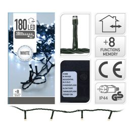 Guirnalda Multifunción 180 LEDs Blanco Frío, 16.5m, Cable Verde, IP44 Exterior