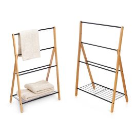 Toallero de Bambú Negro Kipit 60x90x37 cm - Resistente y Elegante (4 Unidades)