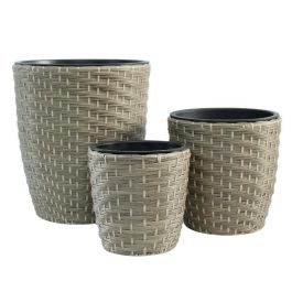 Macetero Terraza Y Jardin DKD Home Decor Natural 40 x 45 x 40 cm Set de 3