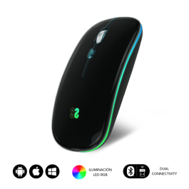 SUBBLIM Ratón Inalámbrico Bluetooth y RF Dual Silent Click RGB LED Flat Mouse Negro Precio: 18.49999976. SKU: S5622242