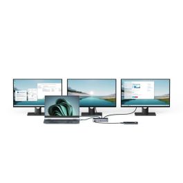 eSTUFF Estación de Acoplamiento USB-C Triple 4K, Doble HDMI y DisplayPort, Carga PD 100W, Ethernet Gigabit, 5x USB, para Windows y MacOS
