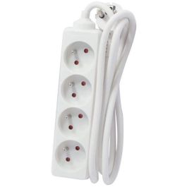 Chacon Regleta de Alimentación Múltiple - Bloque de Extensión de Enchufes con 4 Tomas, 16 Amperios y Cable de 5 Metros, Blanca