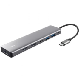 Trust 25661 Docking Station USB Tipo-C 7 en 1 | 2x USB, 2x HDMI 4K, 1x DisplayPort, 1x USB Tipo-C PD, Gris Precio: 49.50000011. SKU: B162KF8NC7