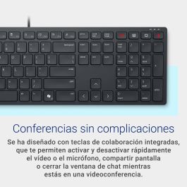 Dell KB525C Teclado con Tecnología de Émbolo, QWERTY Español, USB/USB-C, Teclado Numérico, 15 Teclas de Acceso Directo Programables, Resistente a Salpicaduras