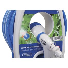 Aqua Control Carrito Portamanguera Especial Terrazas 10m PVC con Pistola 7 Formas Riego, 2 Conectores y Adaptador