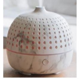 DKD Home Decor Difusor de Aroma Scandi con Humidificador y Luz LED, Colores Blanco y Gris, Capacidad 180 ml, 11.7x12x11.7 cm