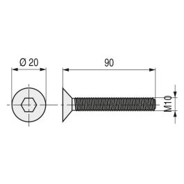 Tornillo Rosca Metal Allen Din 7991 Negro Metrica M-10 Largo 90Mm Ucafix Tornillo Rosca Metal Allen Din 7991 Negro Metrica M-10 Largo 90Mm Ucafix