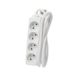 Chacon Regleta de Alimentación Múltiple - Bloque de Extensión de Enchufes con 4 Tomas, 16 Amperios y Cable de 5 Metros, Blanca