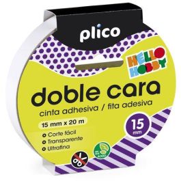 Plico Cinta adhesiva doble cara transparente 15 mm x 20 m, soporta 1kg, fácil cortar, para textil, goma EVA, fotos, uso escolar Precio: 3.95000023. SKU: B19R4FX9E8