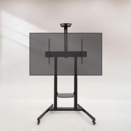 TooQ FS20406HM-B Soporte de Suelo con Ruedas para TV 60-100 Pulgadas, 130 kg, Ajustable en Altura, Negro