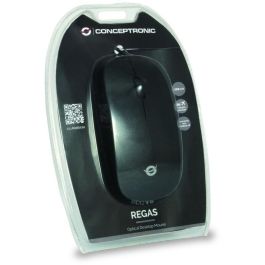 Conceptronic CLLM3BDESK Ratón Óptico de Escritorio USB Ambidextro, 800 DPI, para Oficina, Color Negro/Gris