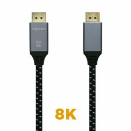 AISENS - CABLE DISPLAYPORT V1.4 8K@60HZ, DP/M-DP/M, GRIS/NEGRO, 2.0M
