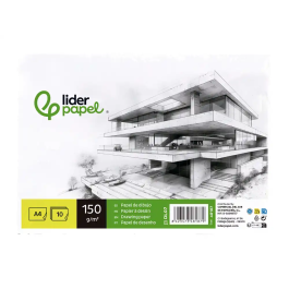 Liderpapel Papel Dibujo Artístico A4 210x297mm 150g/m2 Blanco Pack 10 Hojas