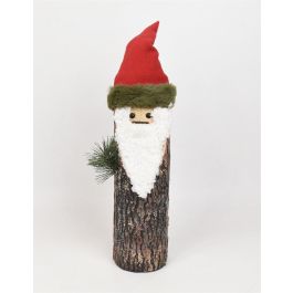 DKD Home Decor Figura Decorativa Navidad Papa Noel Alpina de Abedul y Purpurina Colores Natural Rojo Blanco 35 cm Alto