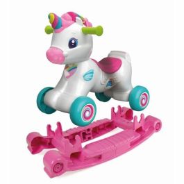 Clementoni CLE52781 Unicornio balancín sobre ruedas Rosa con Sensor de caricias y Detector de movimiento