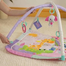 Bright Starts BRI17442 Alfombra de Actividades Plegable para Bebé, Rosa Jungla, con Arco, Juguetes Sensoriales y Musicales, Espejo