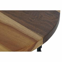 DKD Home Decor Mesita Auxiliar Vintage de Madera y Metal, Natural y Negro, 45 cm Ancho x 42 cm Alto x 45 cm Fondo, Ajustable hasta 62 cm