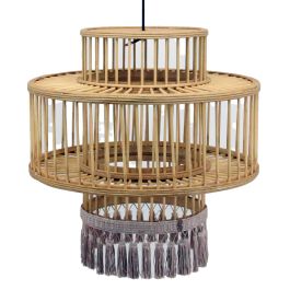 DKD Home Decor Lámpara Techo Urban Marron Beige Ratan Poliester Flecos 45 x 46 x 45 cm Precio: 29.79000035. SKU: B1CL2FMRZX