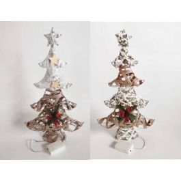 DKD Home Decor Árbol de Navidad Alpina con Luz LED, Blanco y Dorado de Ratán, 56x40x20 cm, para Decoración, Pilas AA, Pack 2 Precio: 17.54742. SKU: B1D8FEKMAM