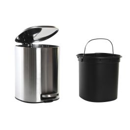 DKD Home Decor Papelera Basicos Plateada 5L Acero Inoxidable 25x27x20 cm