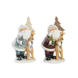 Figura Navidad Moderna DKD Home Decor Rojo Azul 15.5 x 28 x 15.5 cm (2 Unidades)
