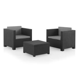 Sp Berner Conjunto Jardín Diva Tete Grafit 3 Piezas Antracita + Cojines - Polipropileno, Gris/Antracita, Sillón 74x66x72cm Mesa 57x57x34cm Precio: 192.49999989. SKU: S7908511