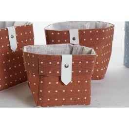 DKD Home Decor Cesta Basicos Set de 3 Azul Marron 14 x 14 x 14 cm