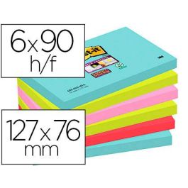 Bloc De Notas Adhesivas Quita Y Pon Post-It Super Sticky 76x127 mm Con 90 Hojas Pack De 6 Unidades Colores Miami Precio: 14.9900003. SKU: B1CKBWK4PX