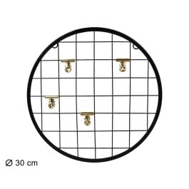Colgador Circular Negro 4 Pinzas Decoración de Pared Metal 30 cm Diámetro Estilo Industrial
