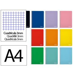 Liderpapel Cuaderno Espiral DIN A4 Witty Tapa Dura 80 Hojas 90 gr Cuadriculado 3 mm Con Margen Colores Surtidos