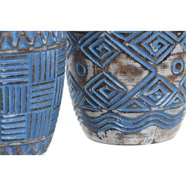 DKD Home Decor Vela Mediterraneo Azul Blanco 15 x 15 x 15 cm (2 Unidades)