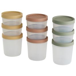 Day Juego de 3 Herméticos Redondos de Plástico para Alimentos, Colores Arena Natural, Verde Musgo y Amarillo Arena, 2x0.5L + 1x1L, Aptos Microondas y Lavavajillas