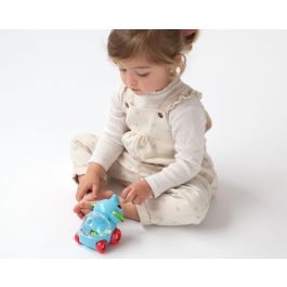 KioKids Elefante de Arrastre Azul con Sonajero para Bebés +12 Meses - Juguete de Plástico que Mejora Coordinación y Aprendizaje