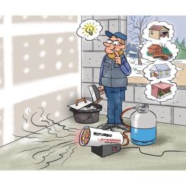 Rothenberger Roturbo 12000 Generador de aire caliente a gas móvil con encendido piezoeléctrico automático para 120m3 Plateado Rothenberger Roturbo 12000 Generador de aire caliente a gas móvil con encendido piezoeléctrico automático para 120m3 Plateado