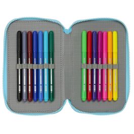 Safta Plumier Escolar Triple Bluey, Estuche Pedagógico con 36 Piezas y 2 Compartimentos con Cremallera 195x125x55 mm