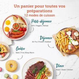 Cosori COS0810043377409 Freidora sin aceite, Edición Chef de doble fuego, 6.4 L, 12 programas, 5 brochetas, parrilla, 1700W, Negro