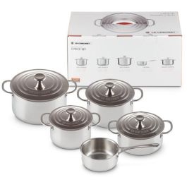 Le Creuset Set de Ollas 3-Ply Plus Cinco Piezas, Plata