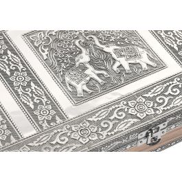 DKD Home Decor Joyero Árabe Plateado Gris Madera Aluminio Elefante 20 x 5 x 28 cm (2 Unidades)