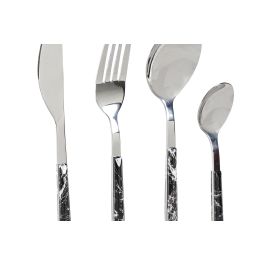 Cuberteria Glam DKD Home Decor Negro Plateado 1.2 x 22.5 x 2 cm Set de 16